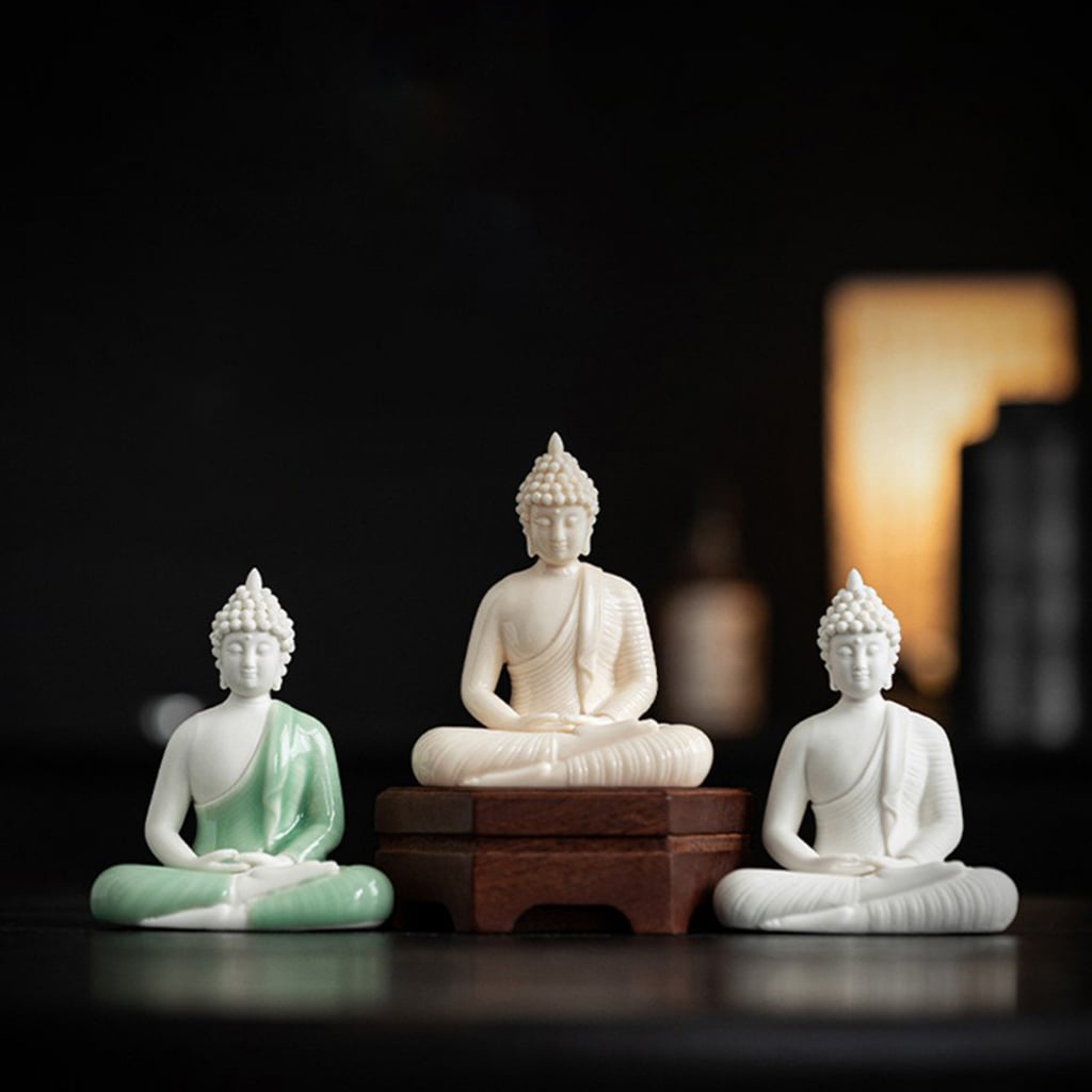 Tượng phật tổ giả ngọc ngồi thiền nhỏ deco góc bàn