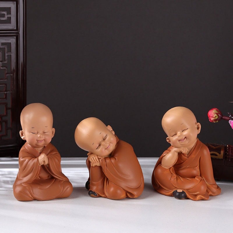 Tượng chú tiểu cute 5 không không nghe không nhìn không biết
