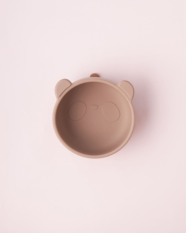 Bát ăn dặm silicone hình gấu cho bé tiện lợi, an toàn màu nâu nhạt