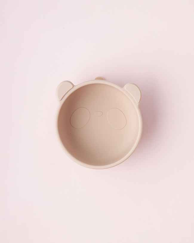 Bát ăn dặm silicone hình gấu cho bé – Gọn gàng, chắc chắn, dễ vệ sinh màu be