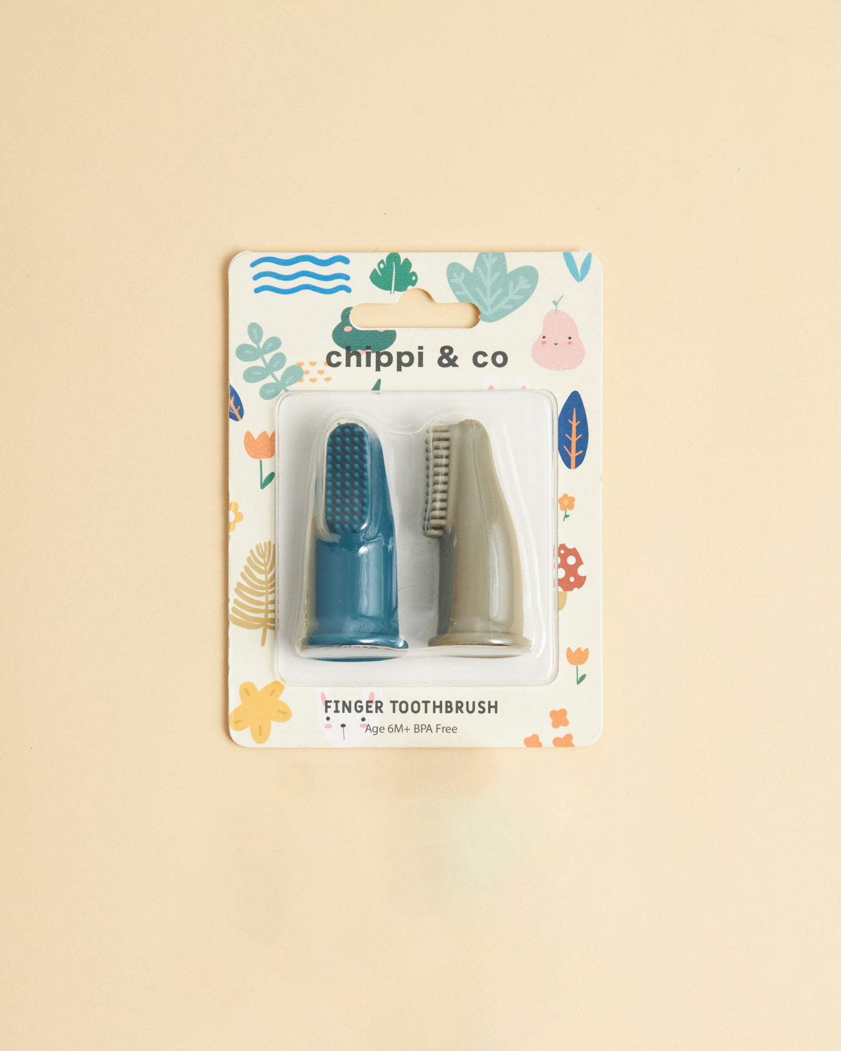 Bàn chải xỏ ngón silicone cho bé – Giải pháp vệ sinh nướu và lưỡi tiện lợi màu Xanh - Ghi