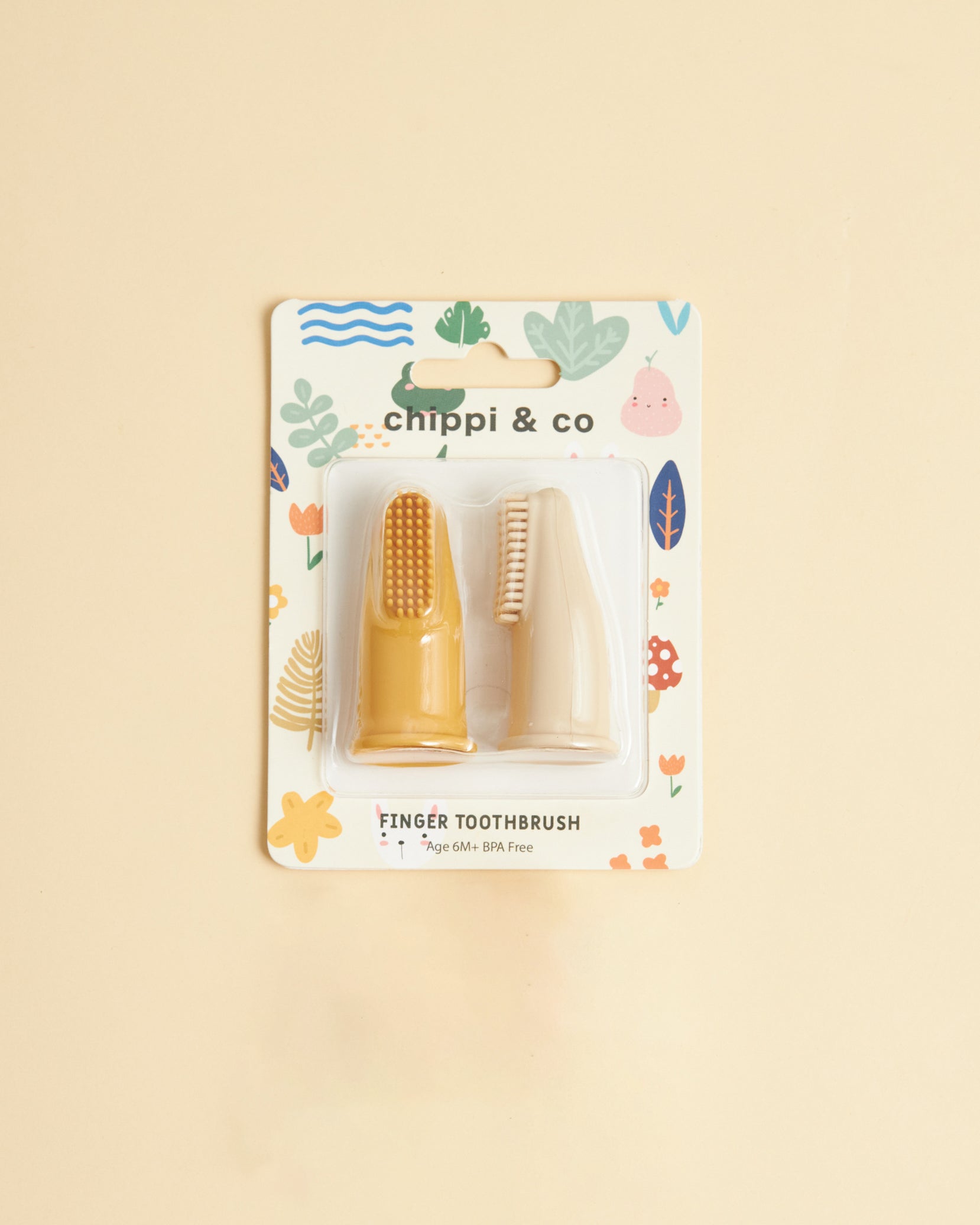 Bàn chải xỏ ngón silicone cho bé – Nhẹ nhàng chăm sóc nướu từ những ngày đầu màu Vàng - Be