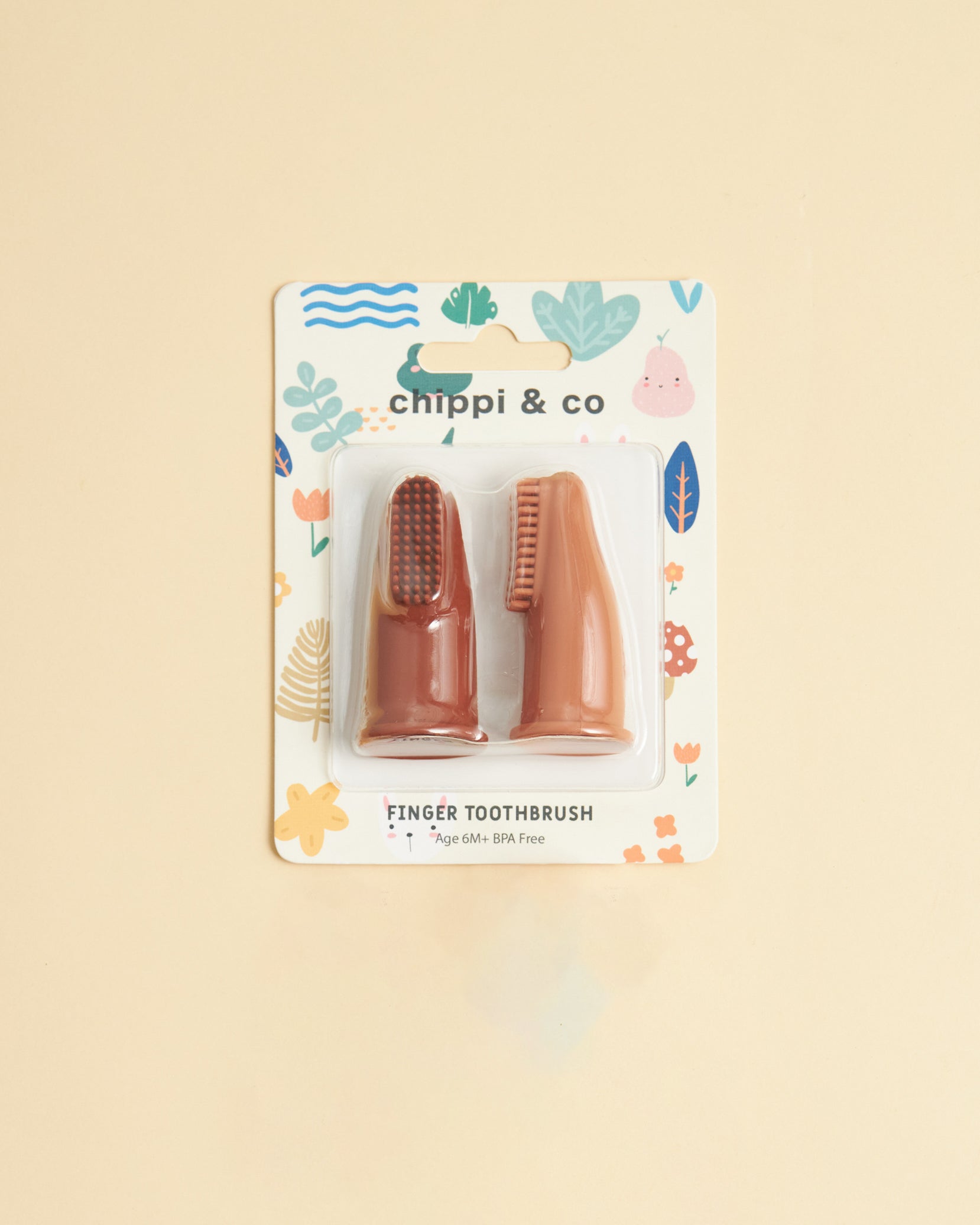 Bàn chải xỏ ngón silicone cho bé – Giải pháp chăm sóc nướu đơn giản mỗi ngày màu Nâu - Cam