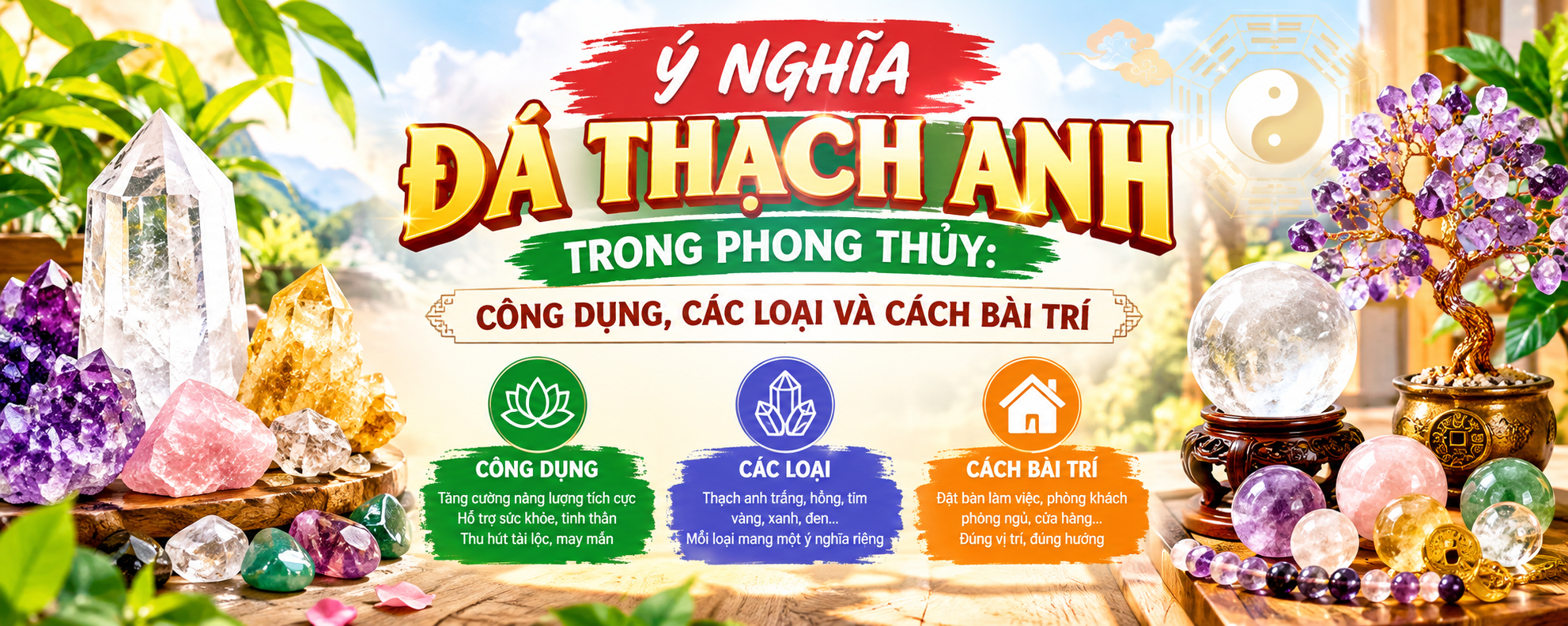 Ý NGHĨA ĐÁ THẠCH ANH TRONG PHONG THỦY: CÔNG DỤNG, CÁC LOẠI VÀ CÁCH BÀI TRÍ